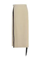 Gvasalia double-breasted midi skirt with beaded fringe, featuring a tailored fit and decorative beaded details.