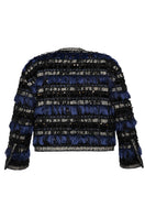 Lalo structured tailored jacket with multicolor embroidered design on mesh fabric, stylish and modern outerwear.