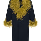 Lalo structured longline multicolor coat hanging on a rack with a modern, fashionable design and vibrant multicolor pattern.