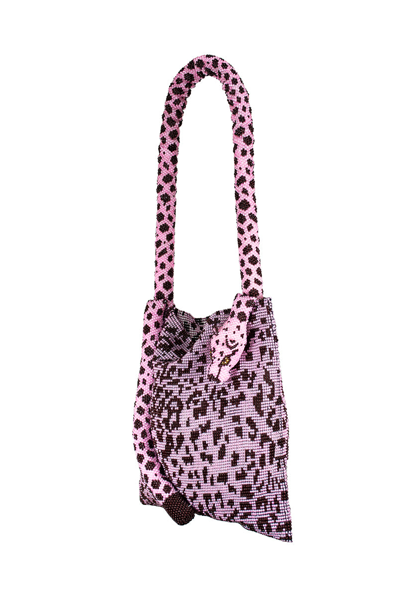 Pink Panther Serpent shoulder bag by SAC DE SOUL, featuring a stylish snake print design and structured silhouette.