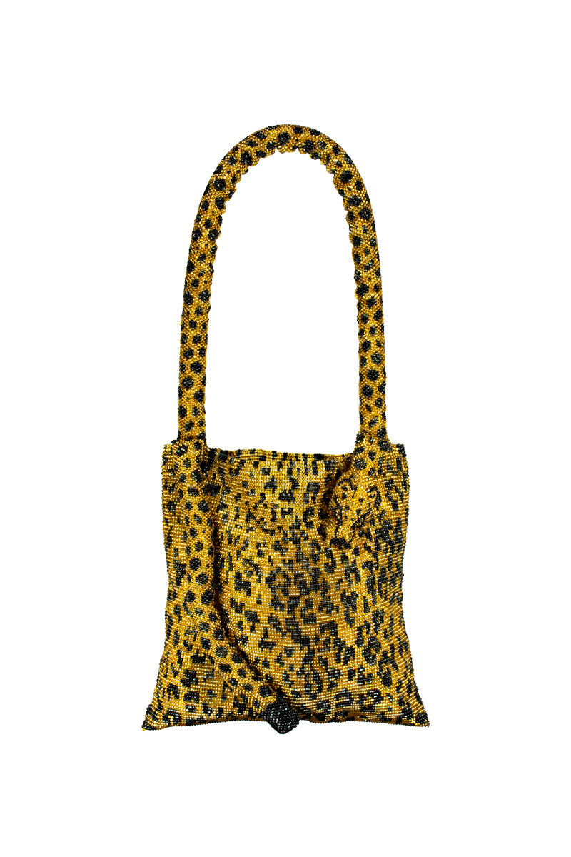 SAC DE SOUL leopard print Serpent shoulder bag with adjustable strap and gold-tone hardware, stylish accessory for everyday use.