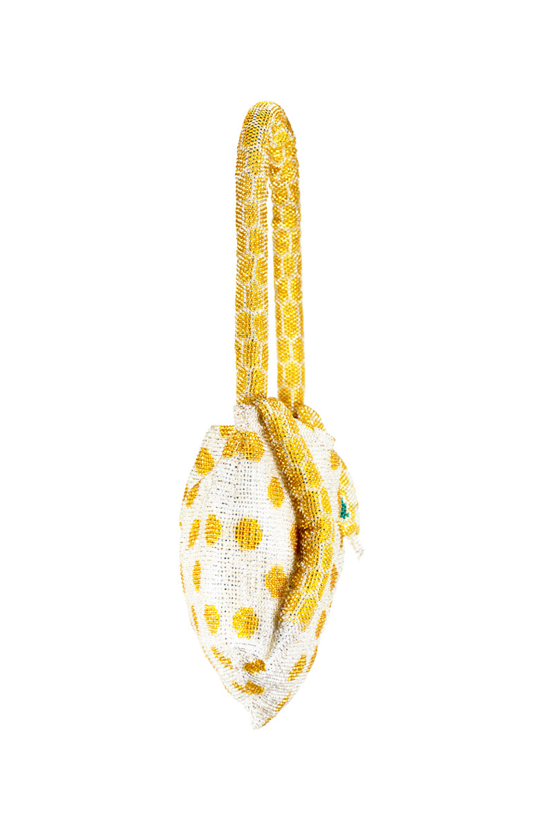 Silver and yellow Serpent Mini shoulder bag by SAC DE SOUL with sleek design and compact size.