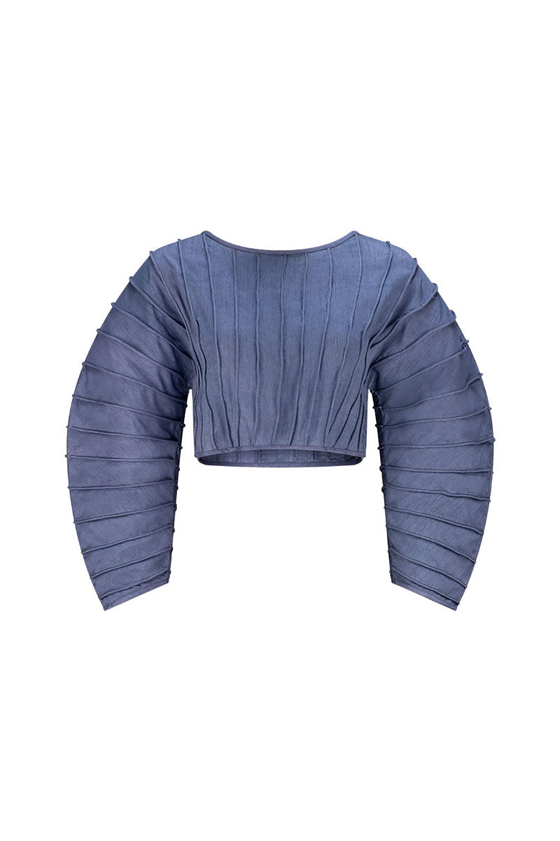 AFAF HAND-PIPED PERIWINKLE TOP - CULT MIA