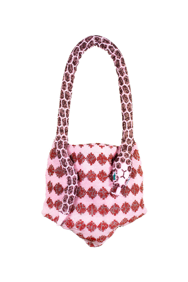 Pink Serpent Mini Shoulder Bag by Sac de Soul, stylish compact bag with serpent design, perfect for casual and chic outfits.