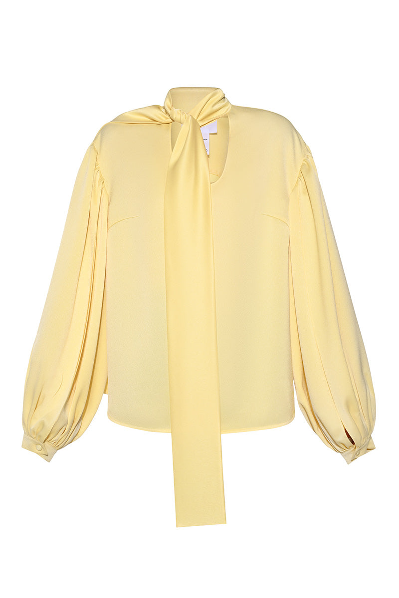 BUTTER YELLOW BLOUSE WITH DRAPED SCARF