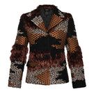 Lalo hand-knit shaped jacket in brown multi with textured knit pattern, stylish and cozy for casual wear.