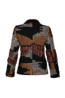 Lalo hand-knit shaped jacket in brown multi with a cozy, textured design, perfect for casual wear and layering.