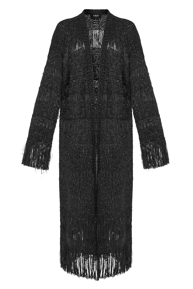 HAND KNIT BLACK METELLIC COAT