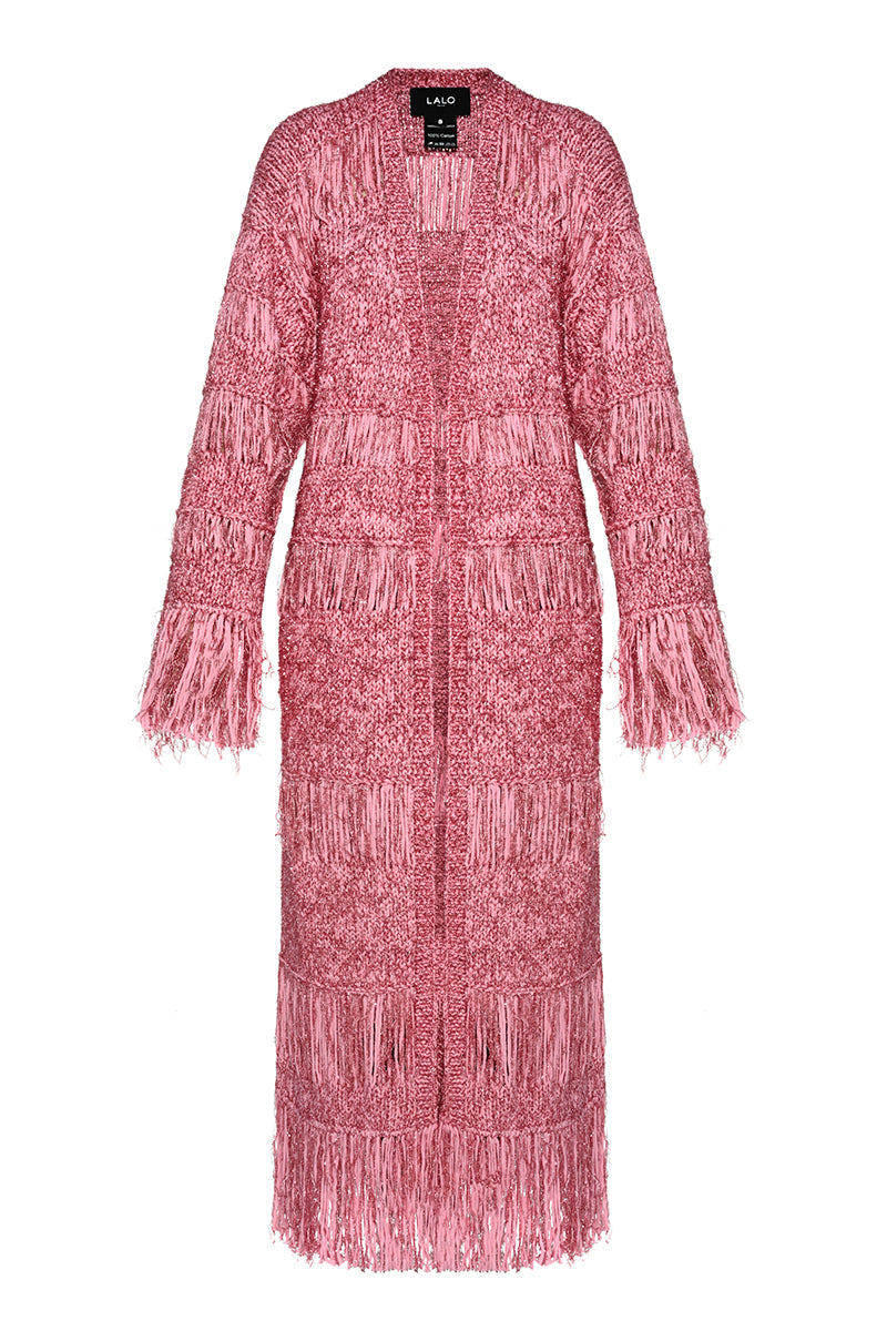 HAND KNIT PINK METELLIC COAT
