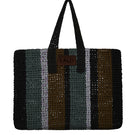 Lalo hand-crafted striped raffia shoulder bag with woven design and natural texture, perfect for casual and summer outings.
