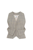 Beige checked V-neck waistcoat by Gvasalia, featuring a tailored fit and stylish V-shaped neckline.