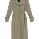 Gvasalia gingham trench coat with crystal bow accents in yellow and pink, stylish outerwear for a chic look.