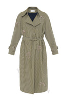 Gvasalia gingham trench coat with crystal bow accents in yellow and pink, stylish outerwear for a chic look.