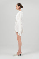 White Nina dress in Izakova mini dress collection, featuring a stylish and elegant design for fashionable wear.