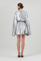 Silver sequin Nina dress, Izakova mini dress with shimmering sequined fabric, stylish and perfect for special occasions.