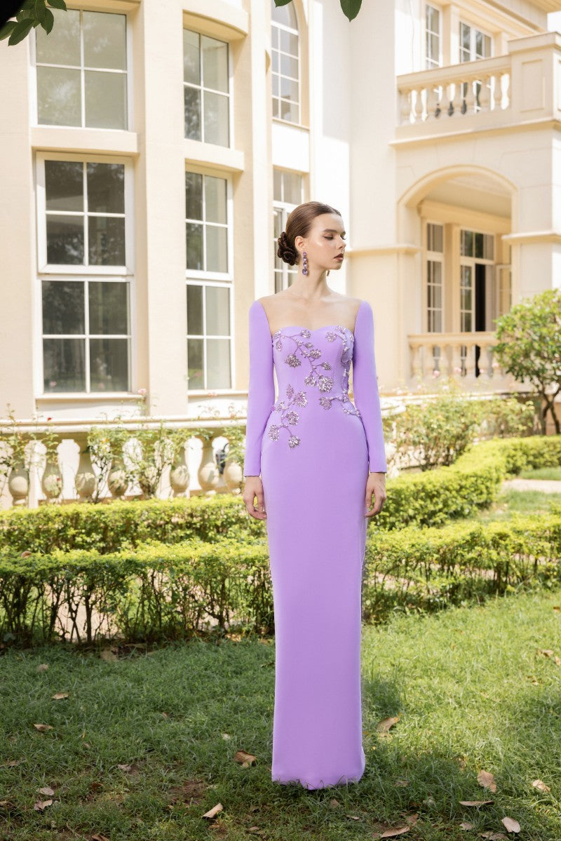 RENÉE CREPE GOWN IN VIOLET - CULT MIA