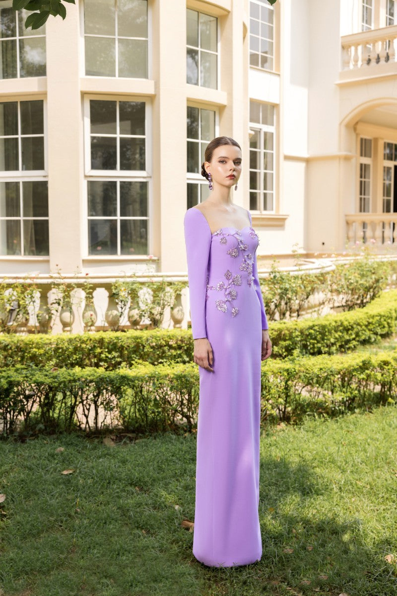 RENÉE CREPE GOWN IN VIOLET - CULT MIA