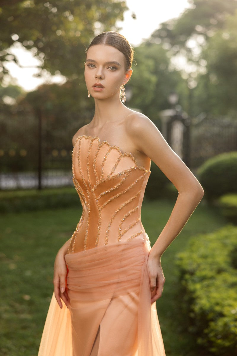 CAPUCINE SILK TAFFETA AND TULLE GOWN - CULT MIA