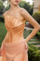 Elegant CAPUCINE silk taffeta and tulle gown by 21Six, featuring flowing fabric and intricate design details.