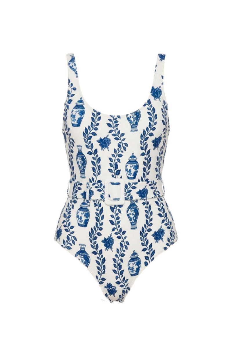 Aguaclara Dynastie one-piece swimsuit in vibrant print, featuring a sleek design and supportive straps, perfect for beach or pool.