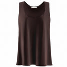 Serenity Dana Espresso silk satin tank top with a smooth, shiny finish and sleeveless design, perfect for stylish casual wear.