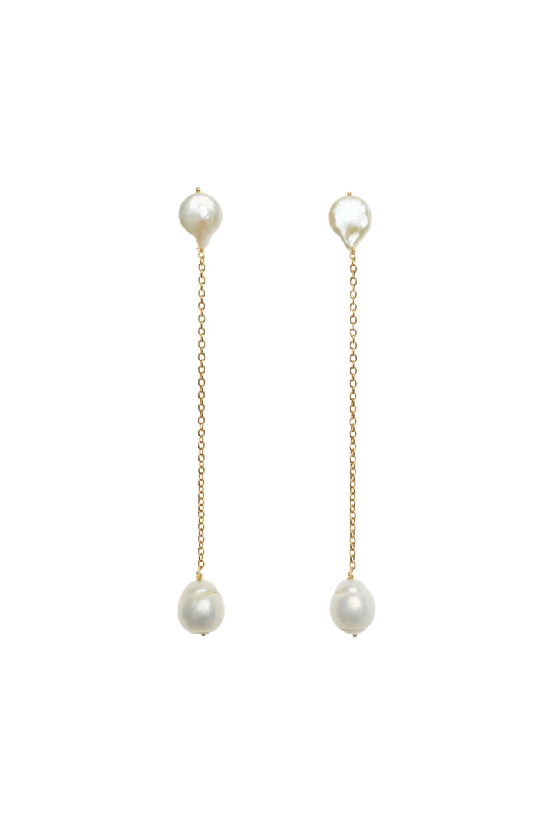 LAVANI JEWELS Dara Pearl Earrings with white pearls and silver hooks, elegant jewelry for special occasions.