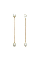 LAVANI JEWELS Dara Pearl Earrings featuring elegant white pearls and gold-tone accents, showcasing a stylish and sophisticated accessory.