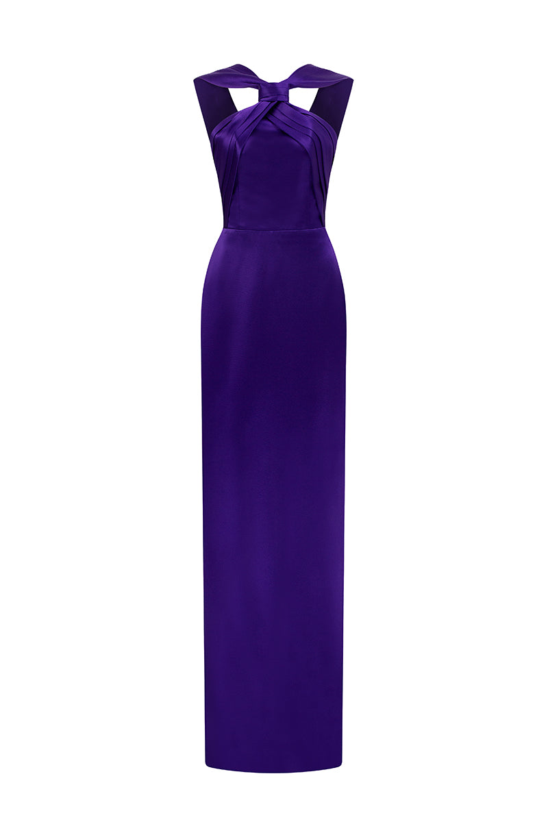 SPANDEX SHEER CHIFFON GOWN IN BURGUNDY | CULT MIA