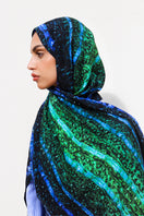 Elegant DARQ Brocot silk scarf by Amel Batita, showcasing intricate brocot pattern and versatile hijab style in a luxurious design.