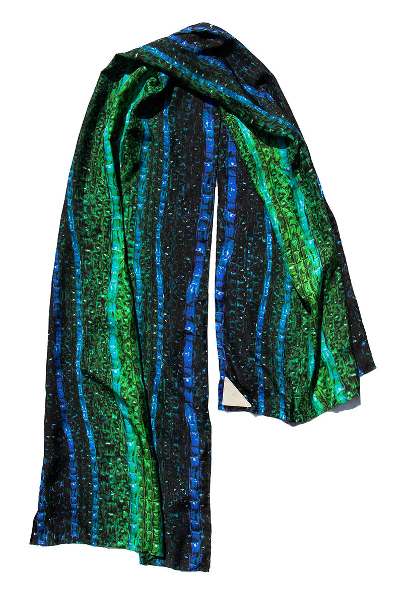 Amel Batita Darq Brocot silk scarf featuring intricate brocot pattern, elegant and lightweight accessory for stylish wear.