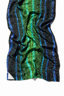 Amel Batita DARQ Brocot silk stole featuring intricate brocot pattern, luxurious scarf with elegant design and vibrant colors.