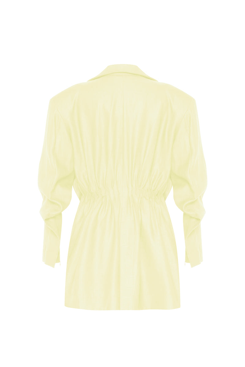 Tamar Keburia Deborah blazer in vibrant yellow lemon color, tailored fit with lapel collar and stylish design.