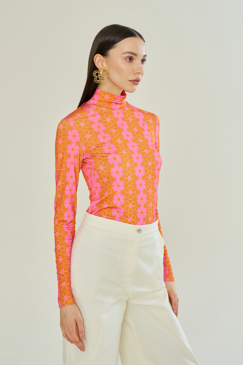 BLOOMING SUNSET ORANGE TOP - CULT MIA