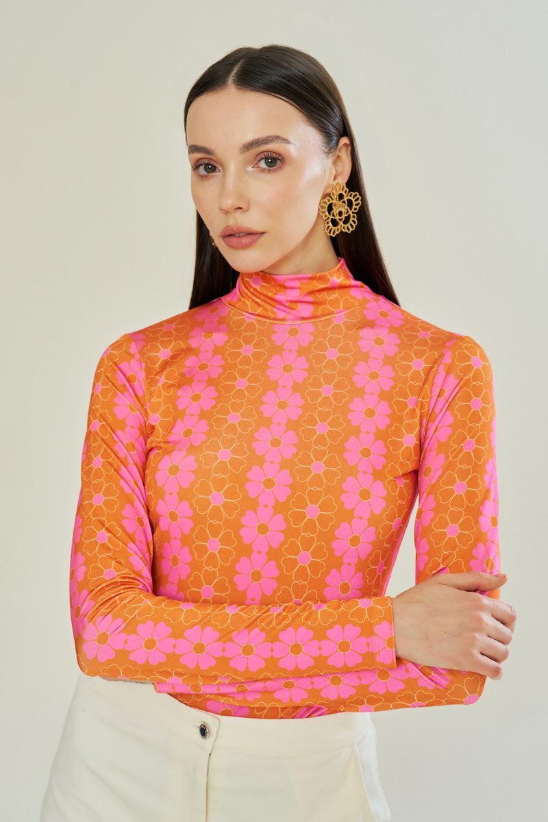 BLOOMING SUNSET ORANGE TOP - CULT MIA