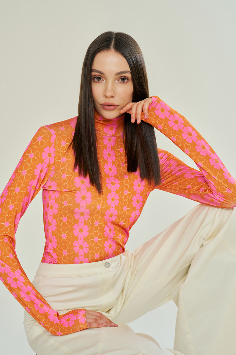BLOOMING SUNSET ORANGE TOP - CULT MIA