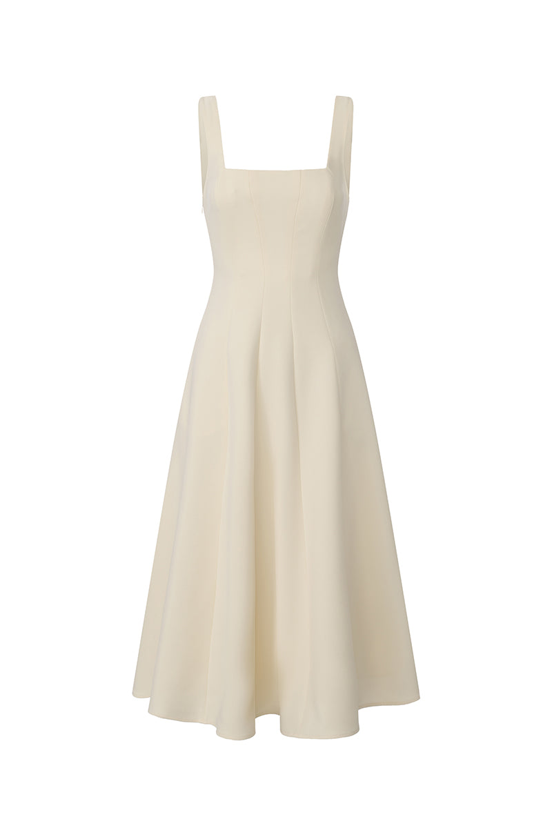 Nana Jacqueline Delilah white midi dress with cut-out details, featuring a stylish and elegant design, shown from the front.