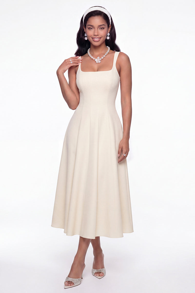 White Delilah midi dress by Nana Jacqueline with cut-out details, elegant and stylish for special occasions.