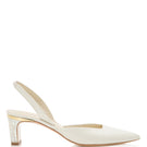 Ivory leather Delphine pearl heels by Freya Rose featuring elegant design and stylish high heel footwear.