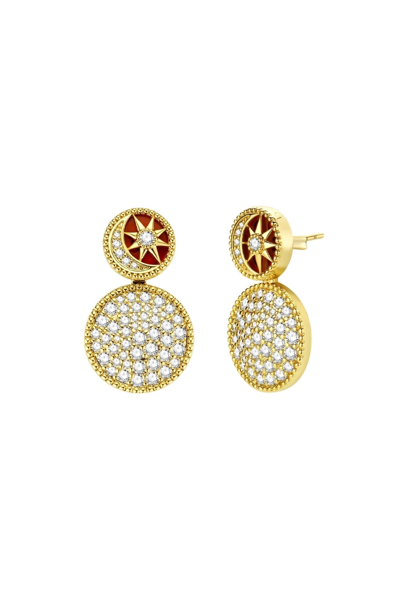 Gold Desert Tale Disk Earrings by Velvet Desert featuring round, textured disk design for boho-inspired style.