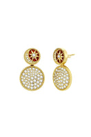 Gold Desert Tale Disk Earrings by Velvet Desert featuring round, textured disk design for boho-inspired style.