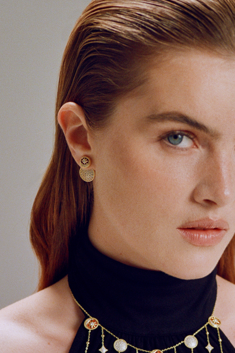 Gold Desert Tale Disk Earrings by Velvet Desert, featuring round disk design with intricate desert-inspired details.