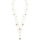 Gold double-layer long necklace from Velvet Desert's Desert Tale collection, featuring delicate chain details and layered design.