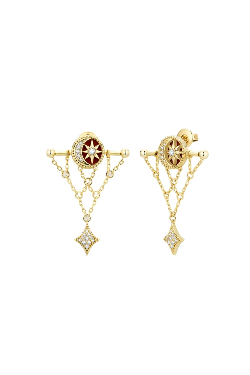 Gold Desert Tale Net Earrings by Velvet Desert, featuring intricate net design and desert-inspired style.