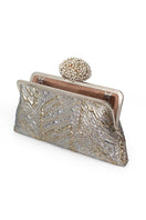 Multicolor DHALIA on Aurora Classic clutch bag by Sarah's Bag with intricate patterned design and sleek shape.