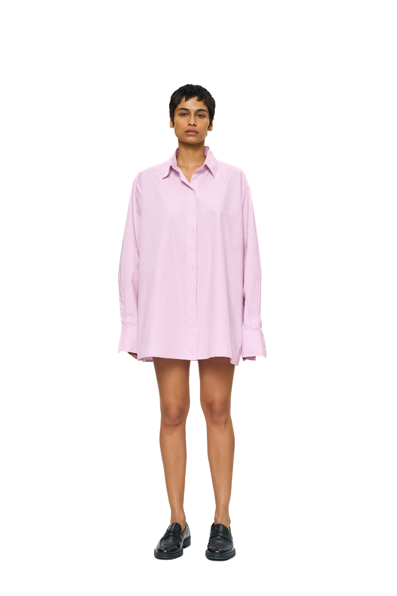 Pink DIMA shirt by URA, front view showing soft fabric and stylish design, perfect for casual or smart occasions.