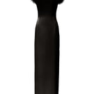 Black Diva women's feather strapless gown by Manito, showcasing elegant feather details and a sleek, fitted silhouette.