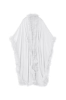 White Diva women's feather long robe by MANITO, flowing design with feather details and soft fabric, perfect for luxurious lounging.