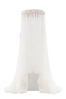 White POEM Douceur maxi dress with flowing fabric and elegant design, styled on a mannequin.