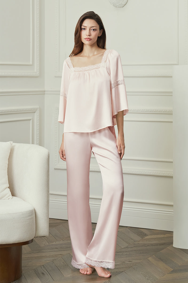 Pink DREAM women's pajama set by MANITO with a comfortable, cozy design perfect for relaxing at home.