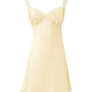 Yellow silk chemise nightgown for women by MANITO, soft and elegant sleepwear with delicate straps and smooth fabric.